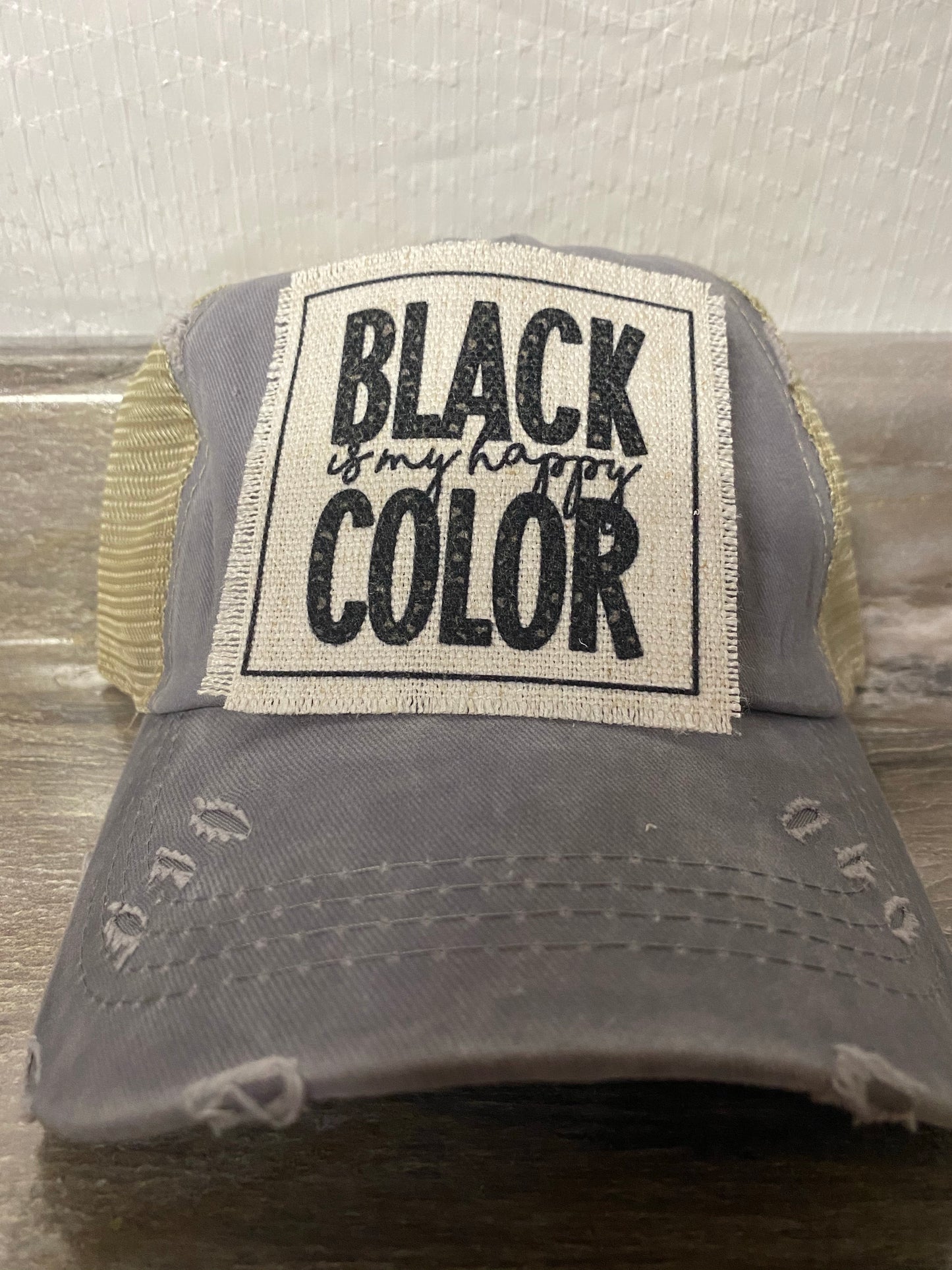 Black Is My Happy Color Hat Patch
