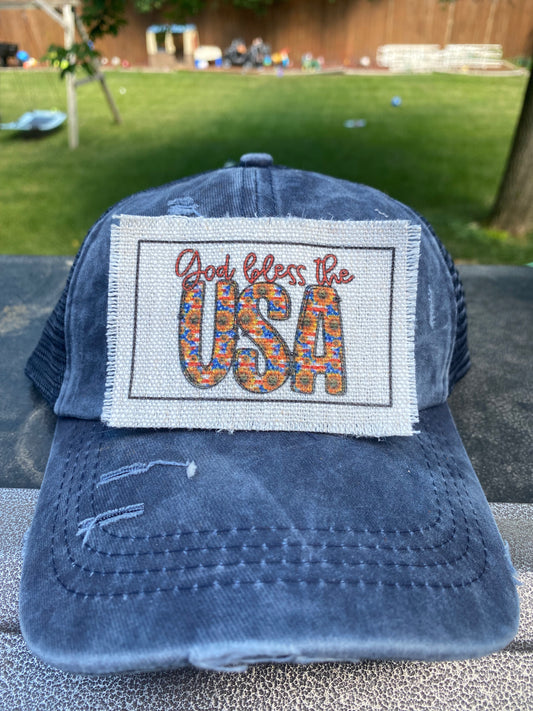 God Bless The USA Sunflowers Hat Patch