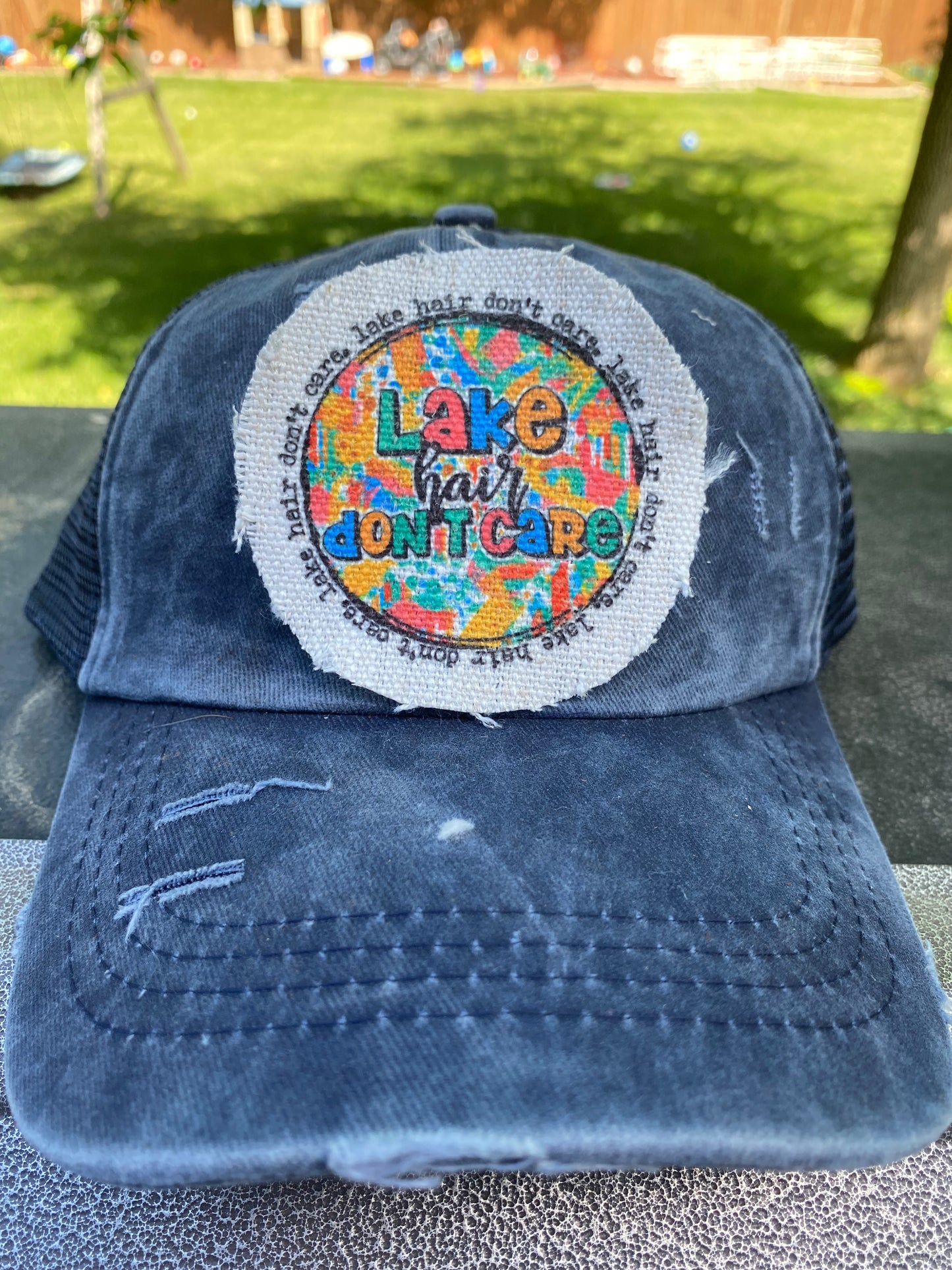 Lake Hair Don't Care Circle Hat Patch