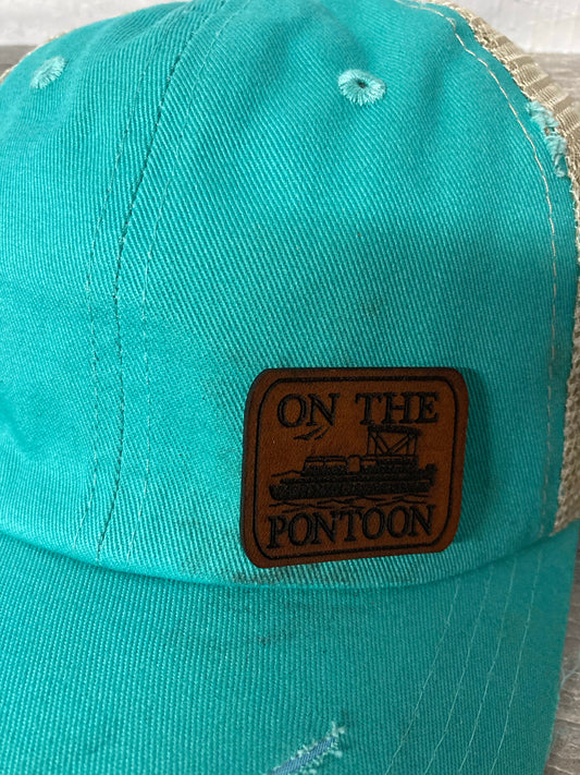 Pontoon Small Leatherette Hat Patch