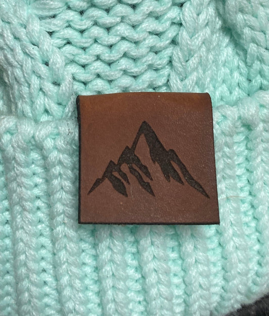 Mountain Fold-Over Leatherette Beanie Patch