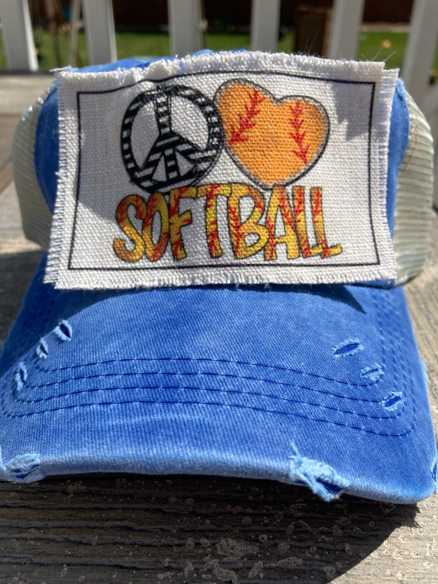 Peace Love Softball Hat Patch