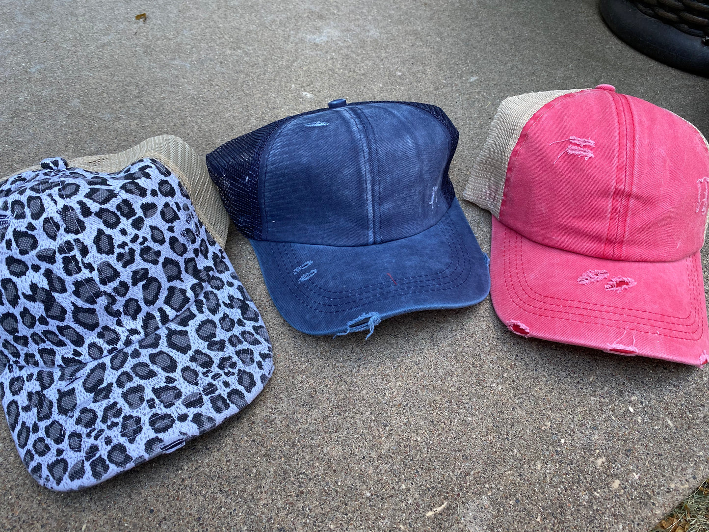 Solid Color Pony Tail Criss Cross Hats