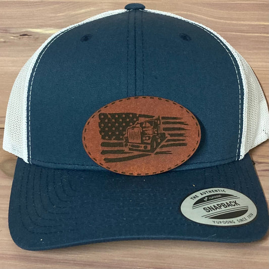 Trucker Flag Leatherette Hat Patch