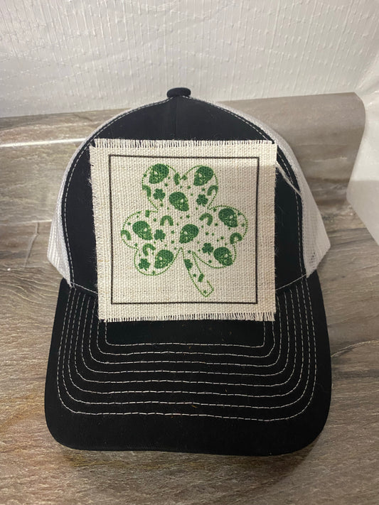 Skull Shamrock Hat Patch