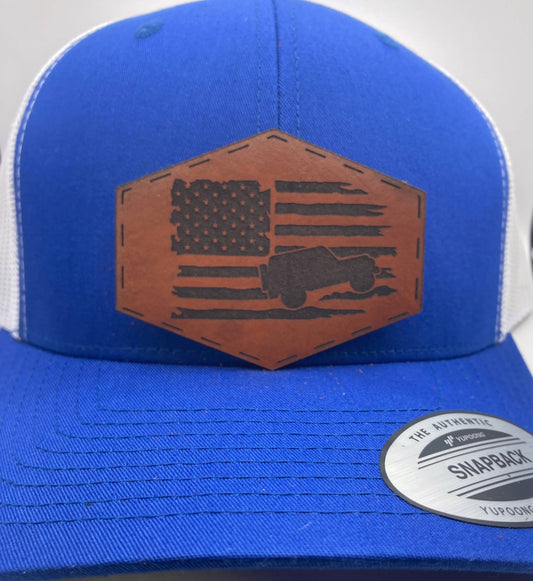 Jeep Flag Leatherette Hat Patch