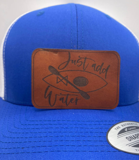 Just Add Water Kayak Leatherette Hat Patch