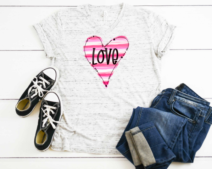 Love Heart with Stripes Sublimation Transfer