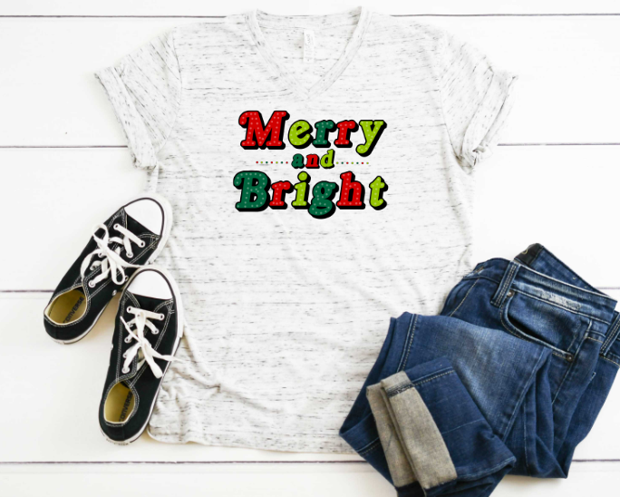 Merry and Bright Bright Colored Sublimation Transfer