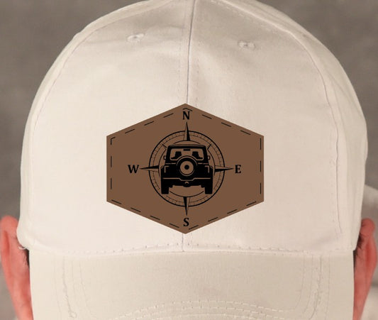 Offroad Compass Leatherette Hat Patch