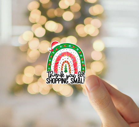 Thank You For Shopping Small Holiday Sticker Sheet