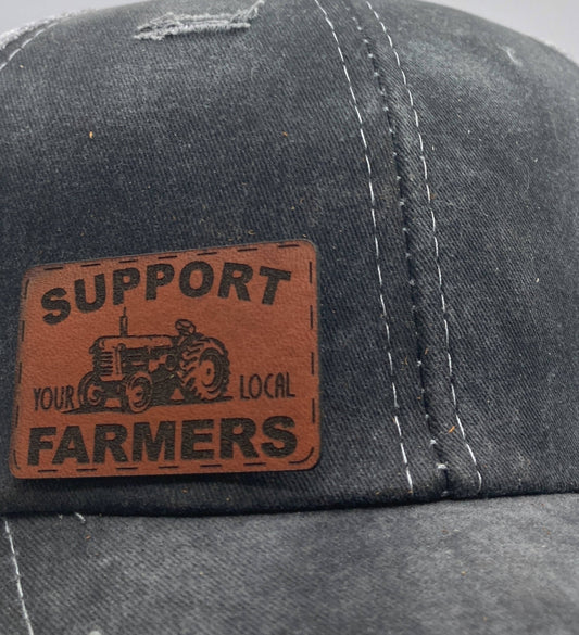 Support Your Local Farmers Small Leatherette Hat Patch