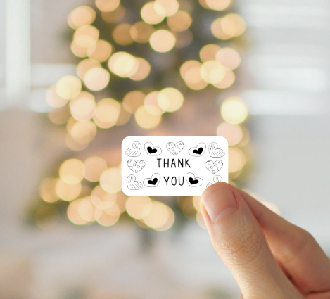 Thank You with Hearts Thermal Sticker Set