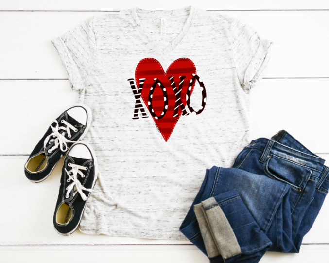 XOXO Red and Black Stripe Sublimation Transfer