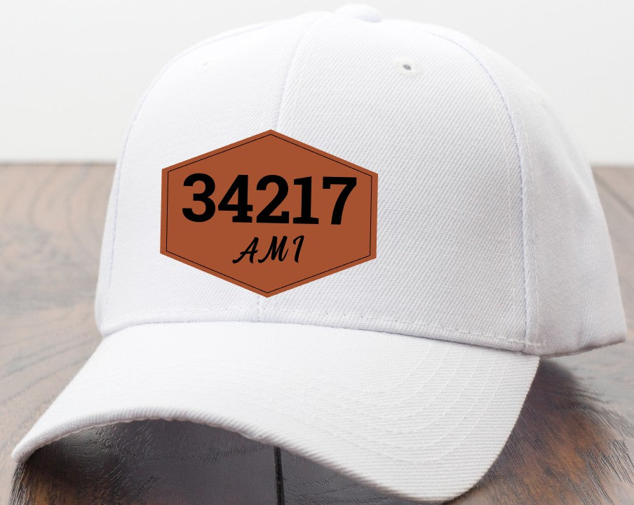 Zip Code & City Leatherette Hat Patch